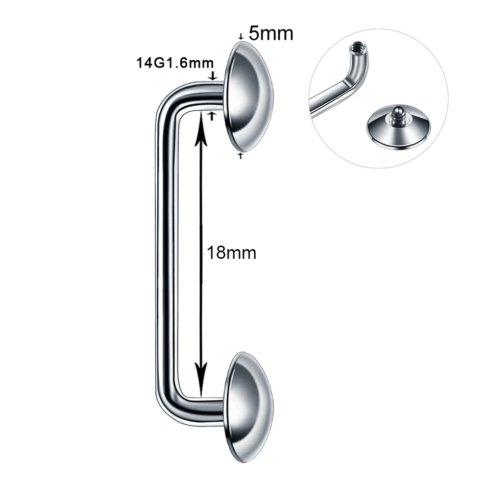 1 шт титановый дермальный Якорь Пирсинг поверхность штанги микро кожный пирсинг кожа дайвер микро дермальные ювелирные изделия сексуальные украшения для тела - Metal color: C  1.6X18X5X5mm