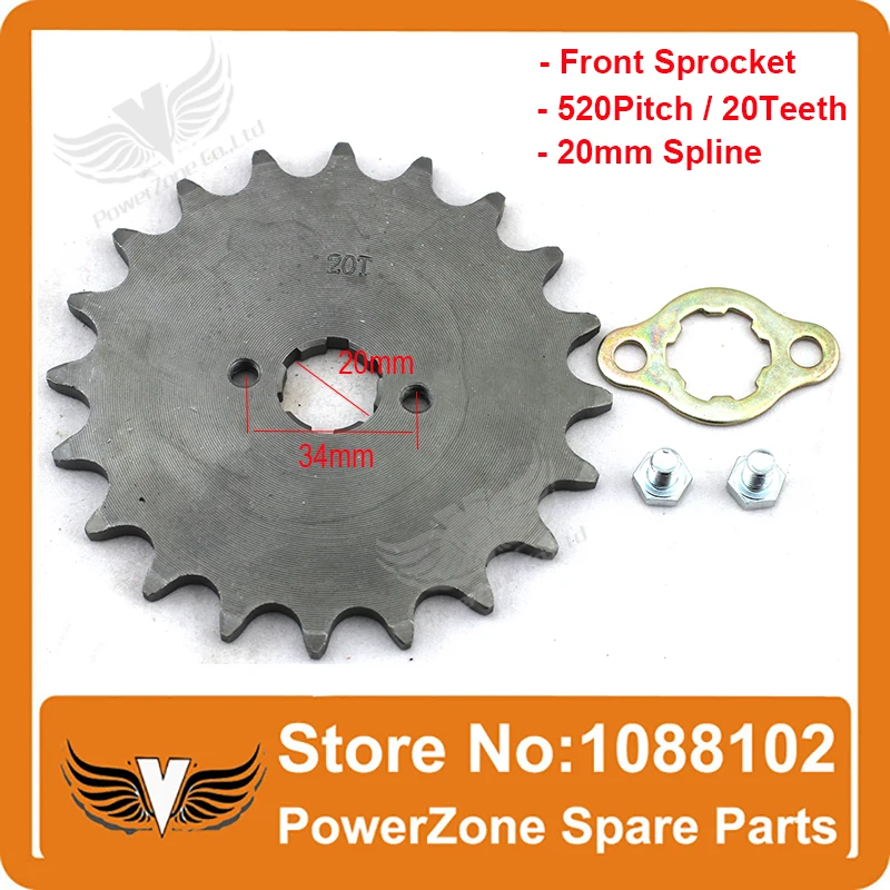 Front Engine Sprocket 520 20T Teeth 20mm For 520Chain With Retainer