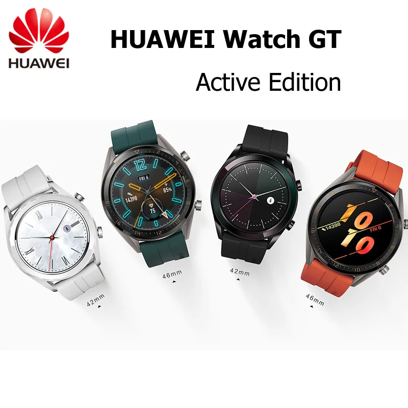 Смарт часы HUAWEI WATCH GT Active Edition спортивные с цветным AMOLED дисплеем 1 39 дюйма GPS для