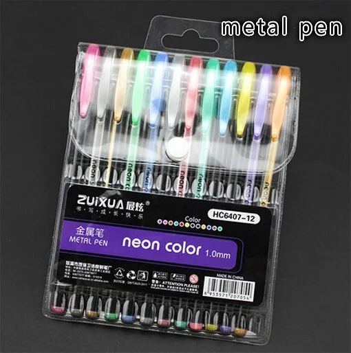 С яркими кристаллами; обувь, сверкающая ручка текстовый маркер DIY воды пастельный карандаш граффити 48/36/24/12 цветов - Цвет: 12colors metal pen