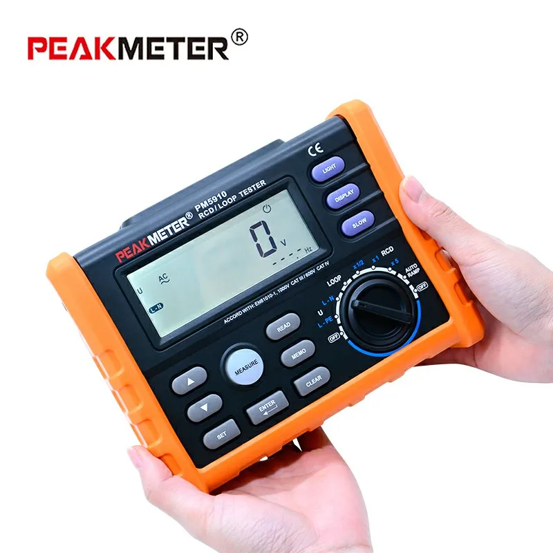 

PEAKMETER PM5910 Digital resistance meter RCD loop resistance tester Multimeter Trip-out Current/Time Test with USB Interface