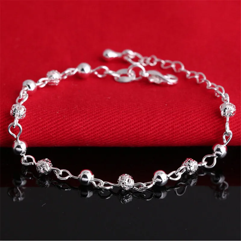 Silver Plated Screw Bracelet 1PCS New Fashion Silver Jewelry Carter Bracelet  Flower Beads Bracelets Bangles Women Fine Jewelry