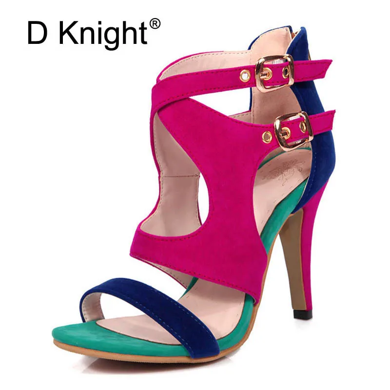 

Summer High Heels Platform Gladiator Sandals Women Suede Shoes Woman Elegant Zip Pumps Casual Women Shoes Plus Size 34-43 E69