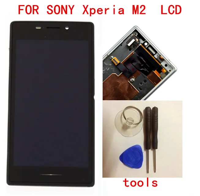 

For Sony Xperia M2 LCD Display Touch Screen Digitizer Assembly Frame For Sony Xperia M2 Single Sim S50H D2302 D2303 D2305 D2306