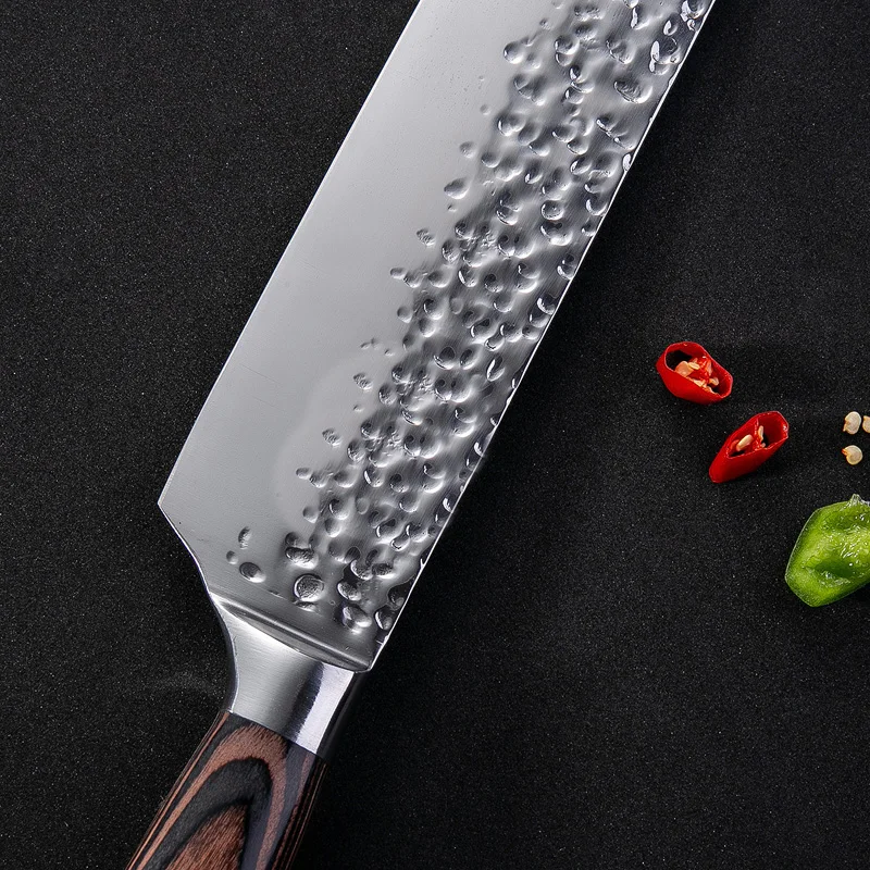 Новые Красивые вены кухонные ножи Кливер утилита Santoku нарезки шеф-повара Дамасские вены цвет деревянной ручкой нож из нержавеющей стали