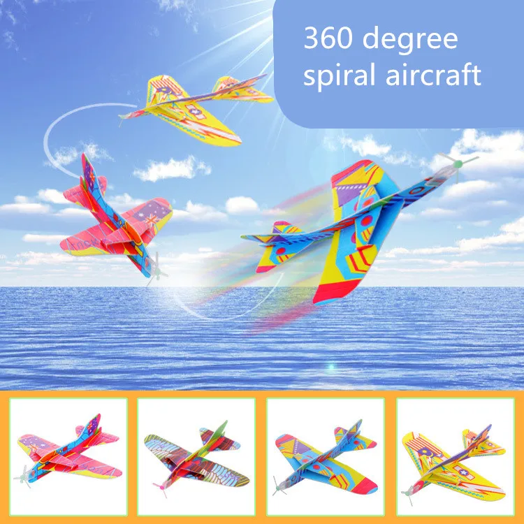 

Creative Kids Toy Magic Roundabout Combat Aircraft Foam Paper Airplane Model Hand Throw Flying Glider Planes Toys For Children