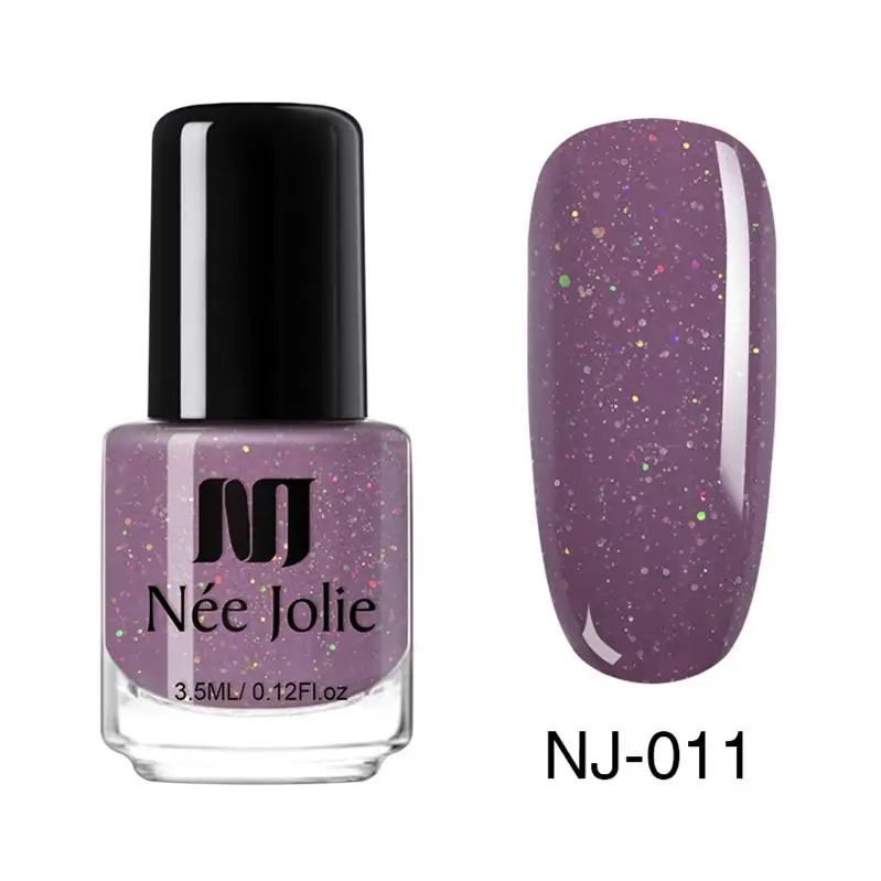 NEE JOLIE 18 Colors Shimmer Nail Polish Pure Nail Color Pink Purple Gray Series Glimmer Fast Dry Nail Art Varnish 3.5ml - Цвет: NJ-011