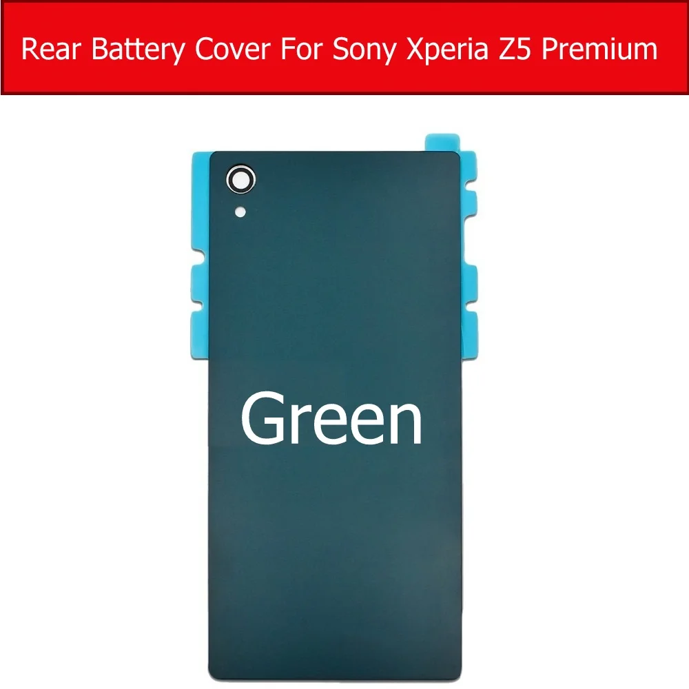 Задняя крышка батарейного отсека для sony Xperia Z5 Premium E6883 E6866 E6853 Daul Задняя стеклянная крышка чехол+ 1 пленка бесплатно - Цвет: Green