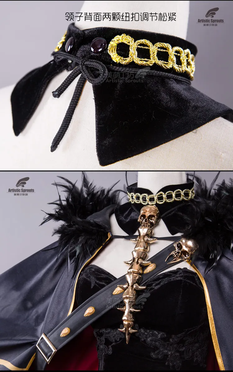 Fate/Grand Order Ereshkigal Косплей Костюм Хэллоуин Униформа платье+ ожерелье+ воротник+ носки+ плащ+ рукав+ головной убор+ пояс s m l