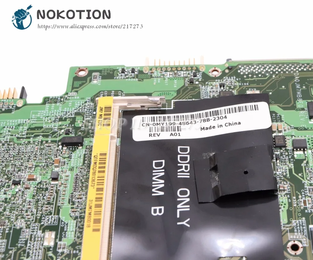 NOKOTION для Dell Latitude D830 материнская плата для ноутбука CN-0MY199 0MY199 DA0JM7MB8E0 PWB DY483 основная плата 965GM DDR2 Бесплатный процессор