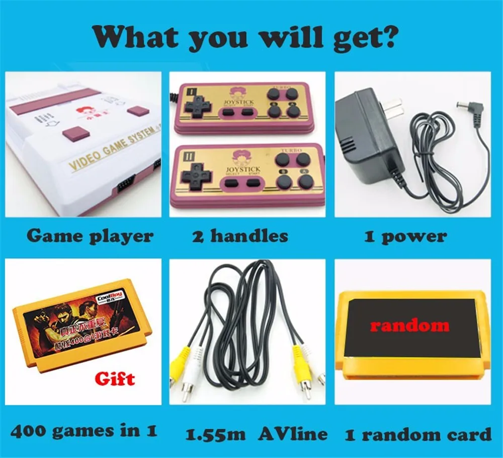 Nostalgic Original Video Games Console Player Play Card Original TV Game 400 Games Play Card Original Card Two Card In Total (7)