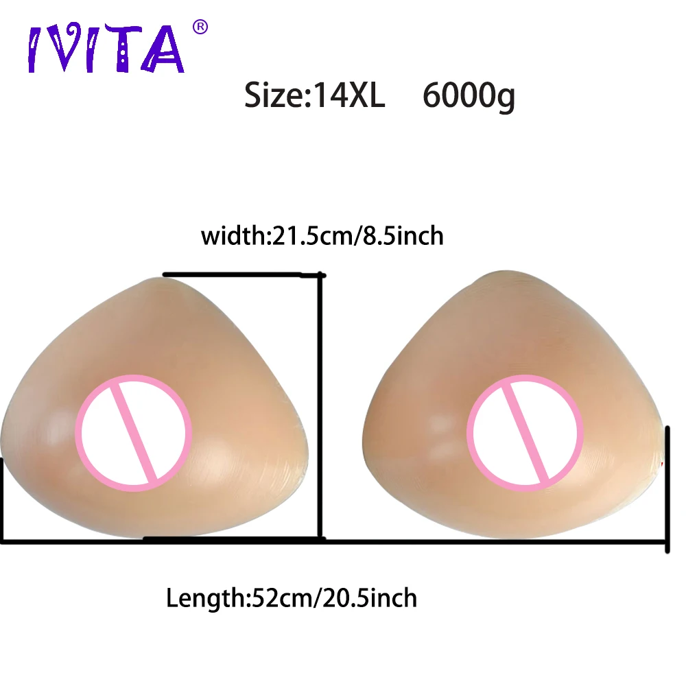 

IVITA 6000g Beige Fake Boobs Realistic Silicone Breast Forms With Shoulder Straps For Crossdresser Drag Queen Transgender