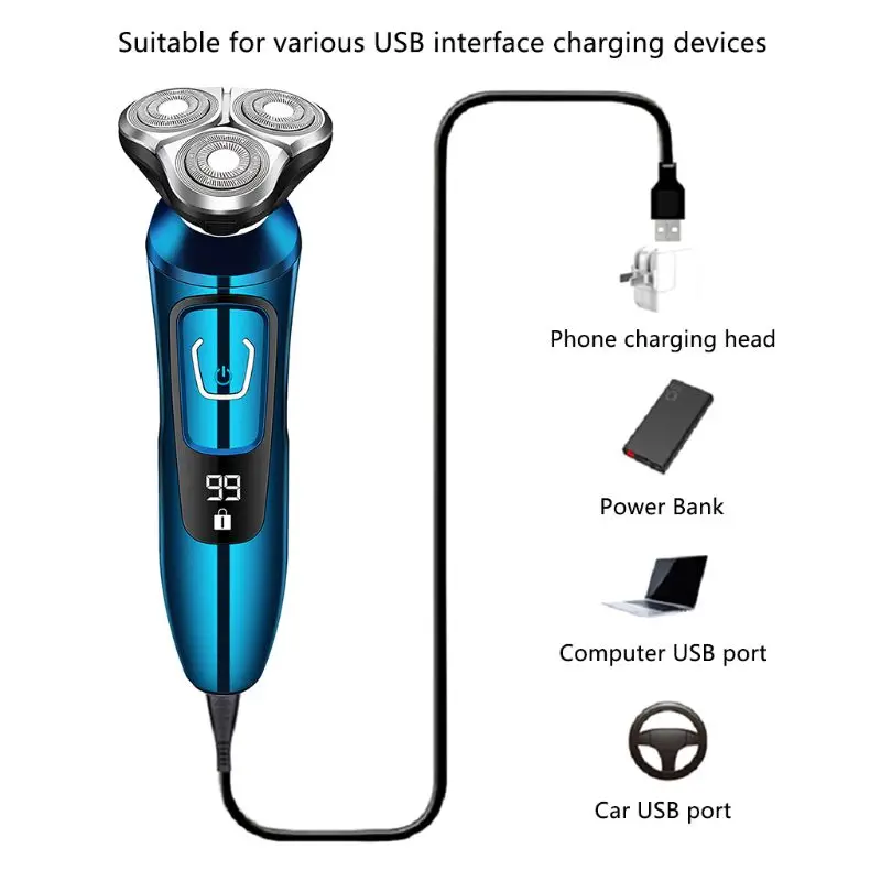 Интеллектуальная электробритва с цифровым дисплеем, влажная сухая электрическая бритва для мужчин, USB Перезаряжаемый станок для бритья бороды для лица бритва