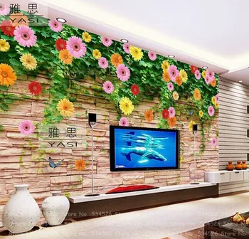 

Photo flower 3d brick wallpaper brick mural tapetes papel de parede wall paper the fairy tale background home decoration