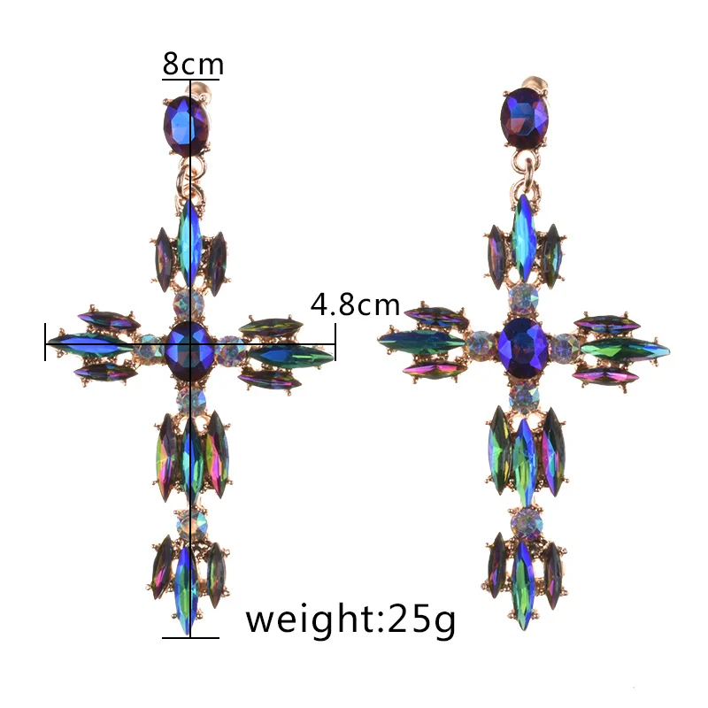 Роскошные хрустальные серьги-кресты, женские большие массивные серьги в стиле барокко, индийские Стразы, длинные серьги-подвески, ювелирные изделия