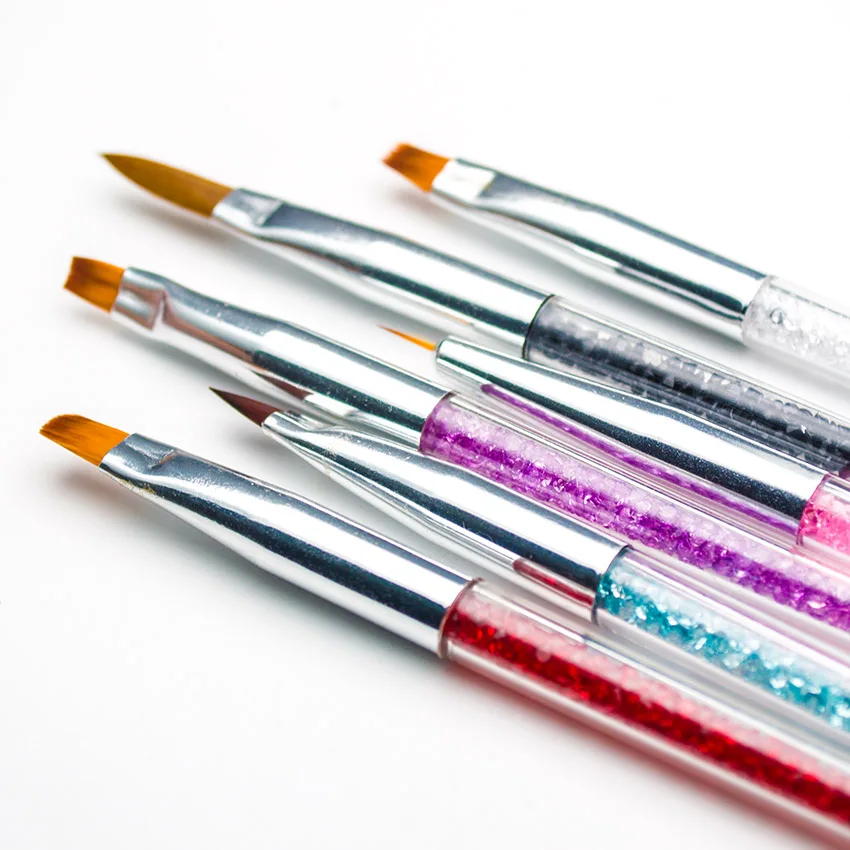 6 Styles Liner Brush Gel Pinsel Rhinestone Handle Nail Painting Brush