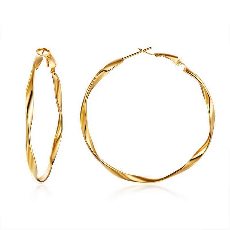Vnox, трендовые большие серьги-кольца для женщин, золотистые серьги из нержавеющей стали, круглые серьги, Женские Ювелирные изделия oorbellen - Окраска металла: Gold Color