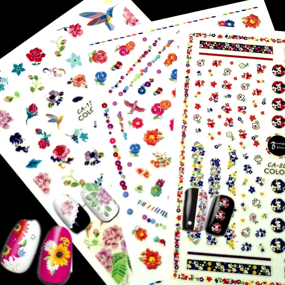 

Newest CA-209 mixed flowers 3d nail art sticker Japan style nail decals template self-adhesive DIY nail decoration tools wraps