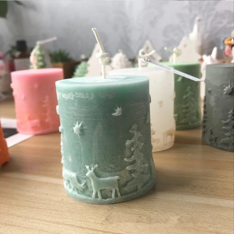 

Christmas Elk Tree Pattern Candle Mold Silicone Mold for Handmade Cake Baking Tool Aroma Gypsum Clay Mold Craft Xmas Gift Favors