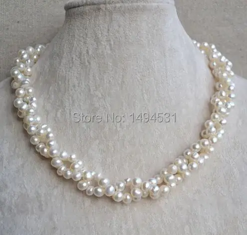 jewelry pearl 7mm twisted freshwater inches genuine wholesale necklace handmade mouse zoom