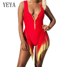 YEYA Women Summer Gradient Tassel Bikini Playsuits Sexy Deep V-neck Zipper Jumpsuits Elegant Embellished Mini Fringe Bodysuits YEYA Women Summer Gradient Tassel Bikini Playsuits Sexy Deep V-neck Zipper Jumpsuits Elegant Embellished Mini Fringe Bodysuits