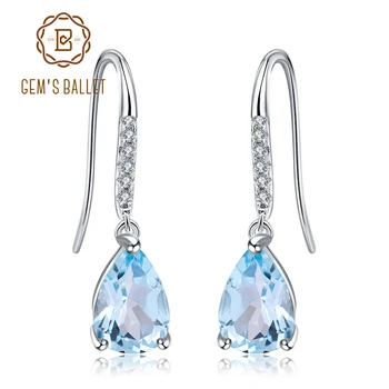 

GEM'S BALLET 4.84Ct Natural Sky Blue Topaz Water Drop Shape Earrings 925 Sterling Silver Gemstone Earrings for Women Jewelry