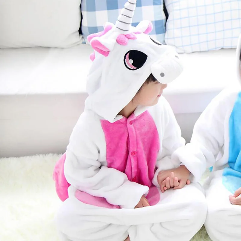

Children's Pajamas Toddler Boys Girls Unicorn Pajamas kids Jumpsuit Winter Toddler Animal Set Winter Hooded Flannel Pajamas 2-12