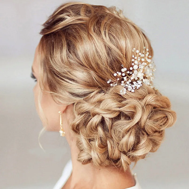 

Pearl Women Hair Combs Wedding Hair Accessories Hair Pin Rhinestone Tiara Bridal Clips Crystal Crown Bride Hair Jewelry SP0136