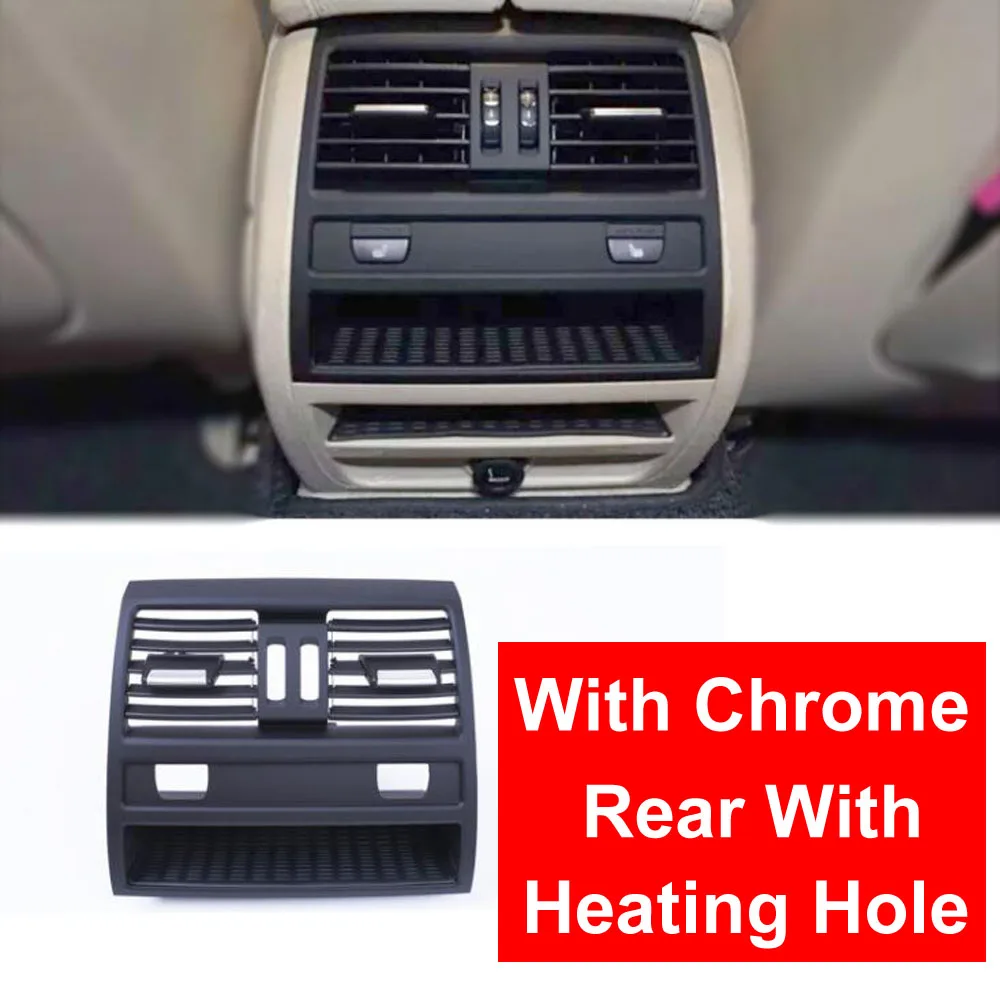 LHD левый руль фортепиано-черный центр Middl ветер кондиционер вентиляционное отверстие гриль розетка панель Хромированная Пластина для BMW 5 серии F10 F18 - Название цвета: Rear With Heat Holes