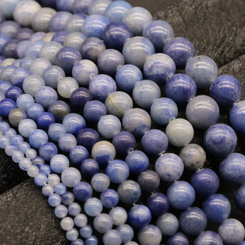 

Jewelry Accessories Stone Spacer Beads 4/6/8/10/12mm Retro Natural Blue Aventurine Stone Beads DIY Making for Bracelet Necklace