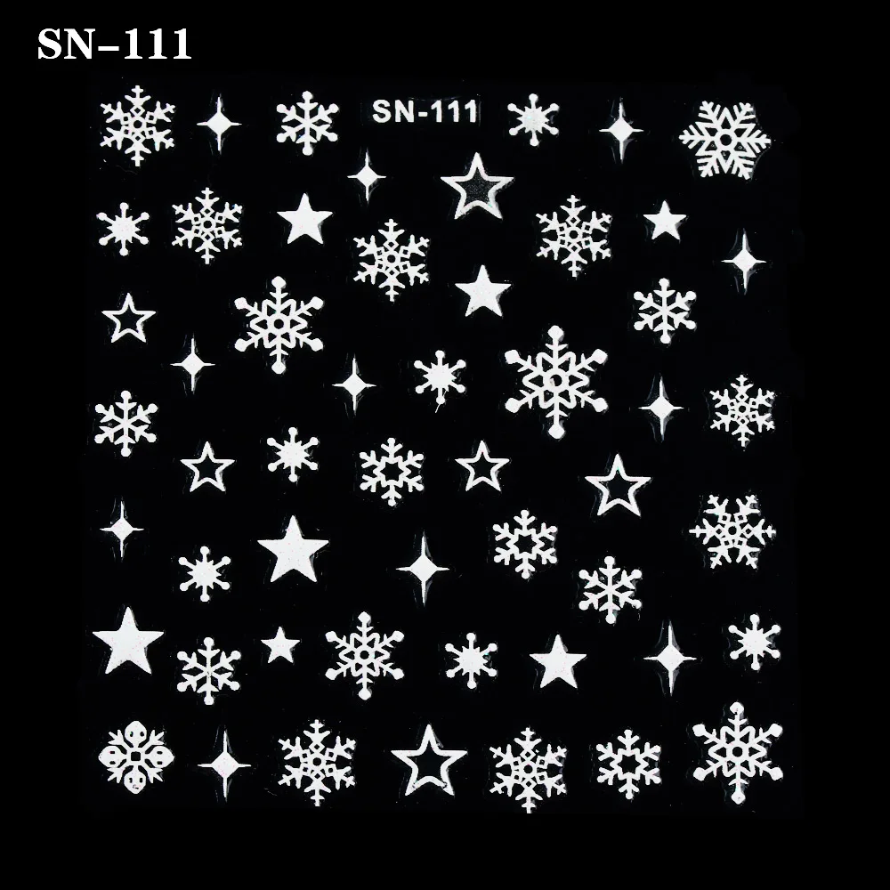 Christmas Theme Nail Sticker Xmas Santa Snowman Designs Nail Art DIY Craft Wraps Water Transfer Sticker New Year Nail Decal Gift - Color: SN-111