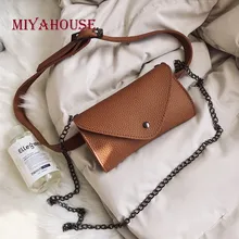 Miyahouse дизайн сплошной цвет из искусственной кожи сумки на пояс Женская мода чехол для мобильного телефона Девушки Грудь сумка леди цепь сумка через плечо