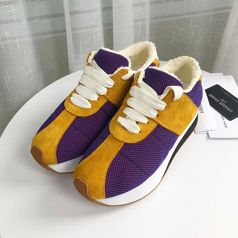 

Women Casual Shoes Brand Women Sneakers Low Top Short Plush Warm Winter Women Shoes Mixed Color Round Toe Chic Sapato Feminino