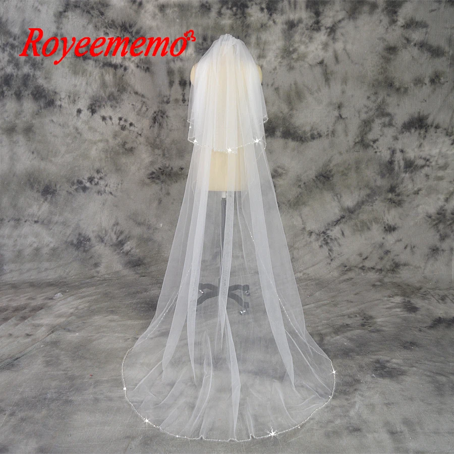 

2 Meter beaded Edge Veil with Comb Wedding Veil free shipping