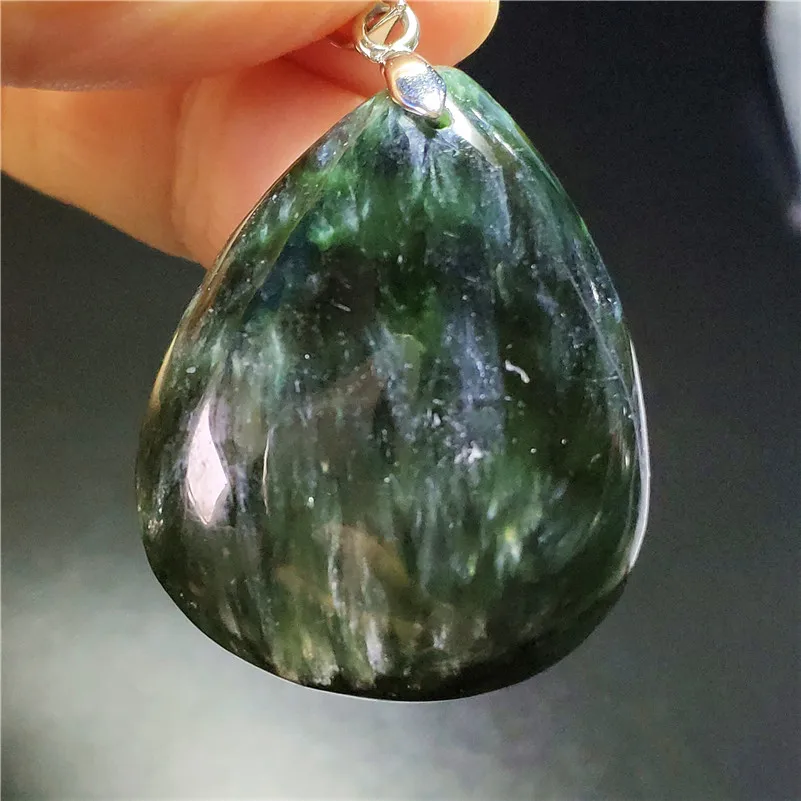 

Natural Seraphinite Pendant Water Drop Clear Stone 37x29x9mm Women Men Crystal Lucky Anniversary Gift Necklace Pendant AAAAA