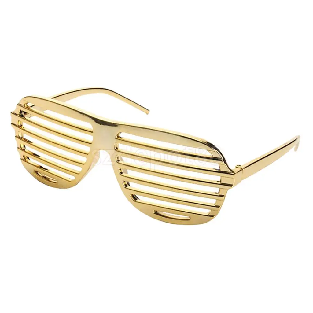 Novelty Gold Shutter Shades Sunglasses Funny Fancy Dress Party Photo Props