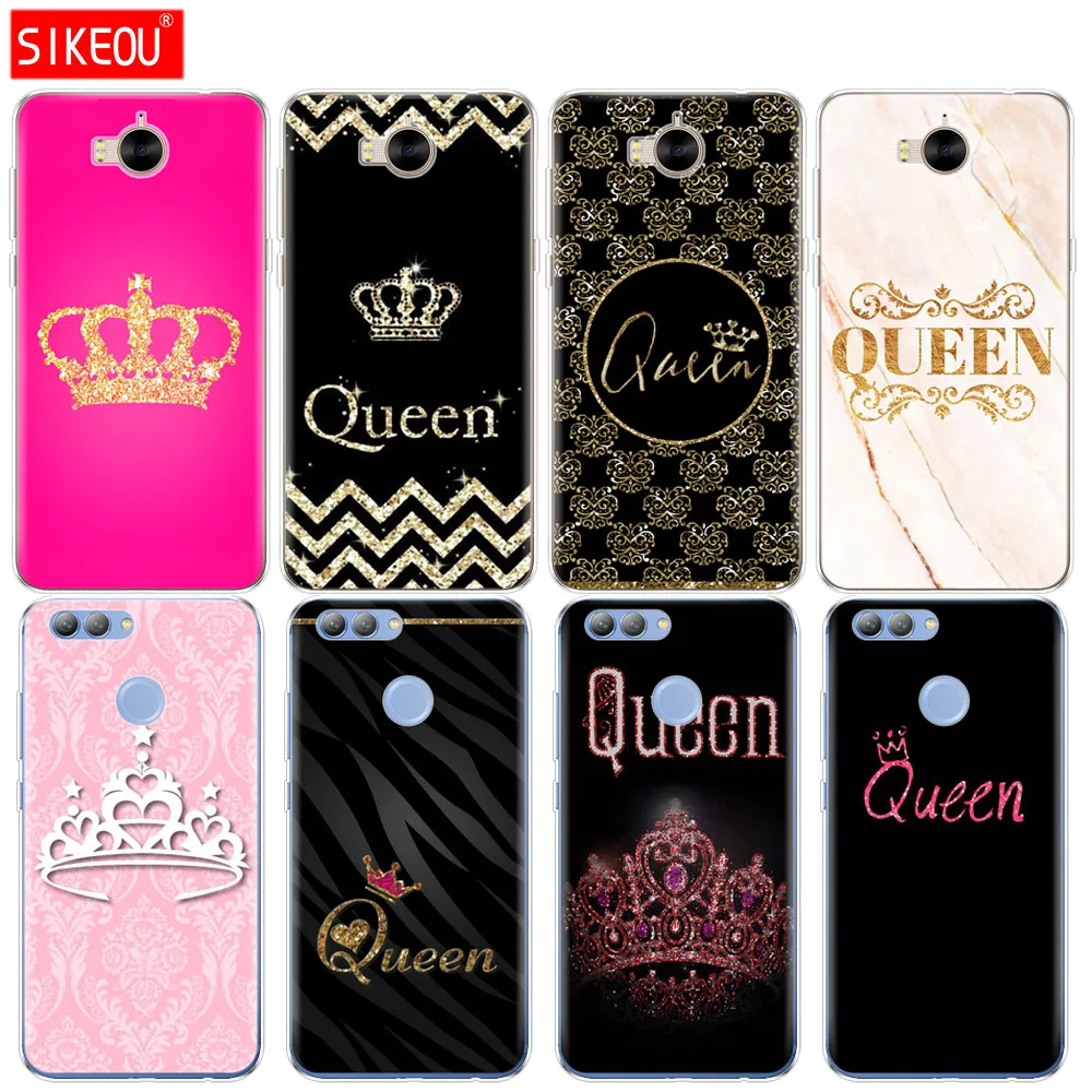 Силиконовый чехол для телефона SIKEOU Queen and king Корона huawei Y3 Y6 Y5 2 II 2017 nova 2s LITE plus |