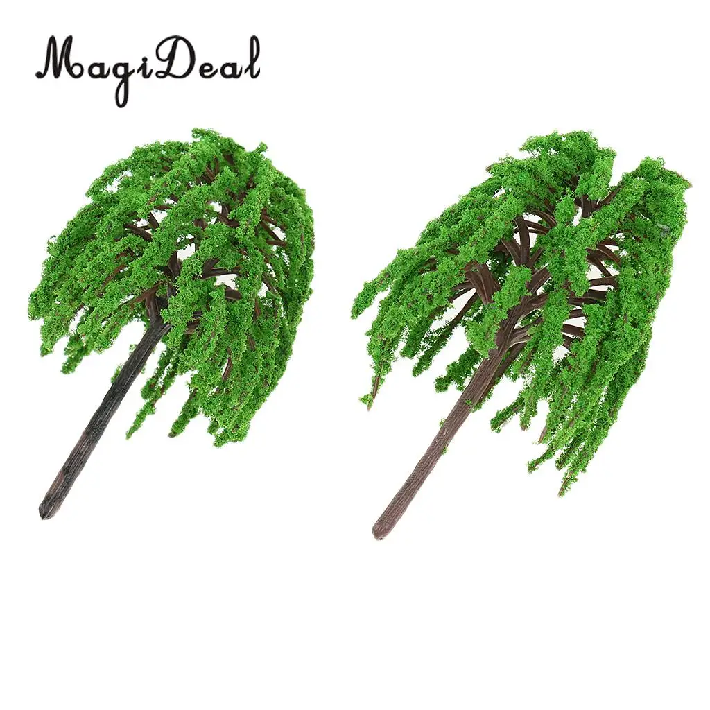 MagiDeal 10Pcs/Pack 1:75 Plastic Willow Trees Model Train Railway Railroad Park Garden Scene Scenery Layout Landscape HO OO