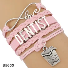 Infinito Amor Assistente de Dentista Higienista Dental Higiene Dente Charme Multilayer Envoltório Pulseiras De Couro para Mulheres
