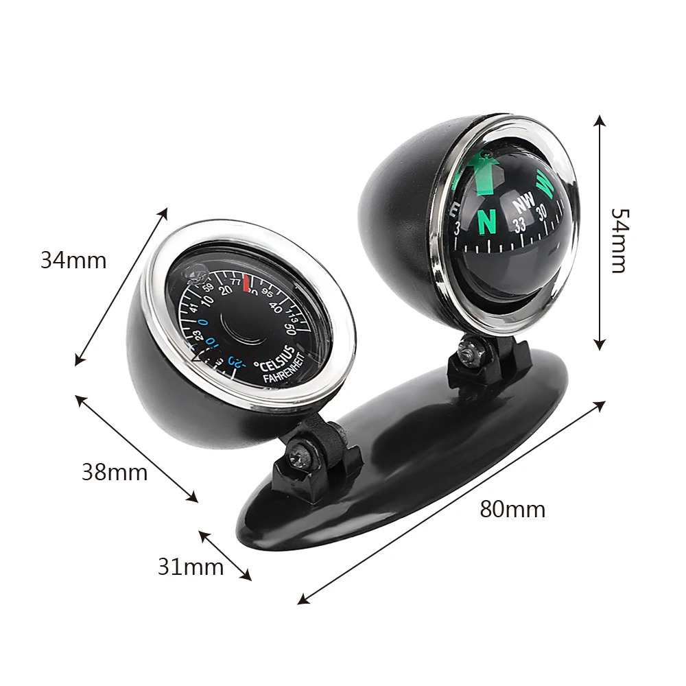YOSOLO 2 in 1 Compass Thermometer Direction Dashboard Ball Car Ornaments Guide Ball Vehicle Automotive Accessories YOSOLO 2 in 1 Compass Thermometer Direction Dashboard Ball Car Ornaments Guide Ball Vehicle Automotive Accessories