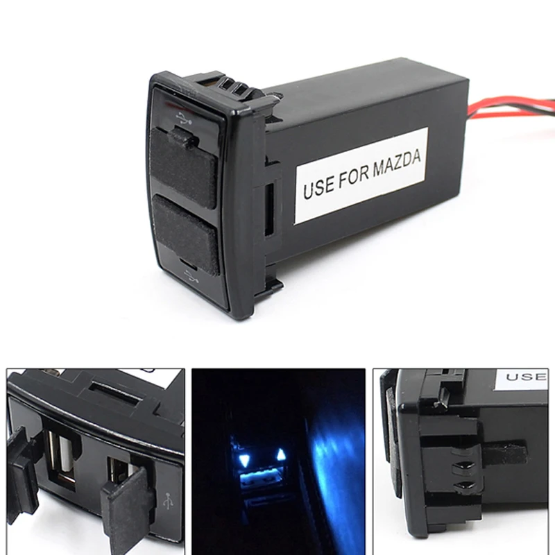 Dual USB Car Charger Adapter Dashboard Mount Fast Car Charger Socket for font b MAZDA b