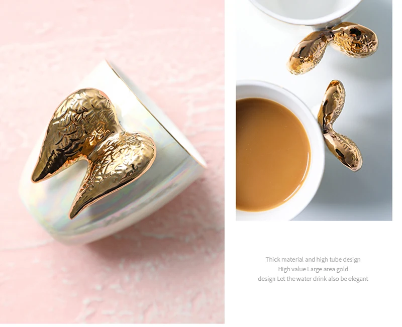 Золотой толстовка с капюшоном, надписью «Angel» и принтом «крылышки керамический кружка для кофе кружка, кружка для чая для девушек; подарок на день рождения