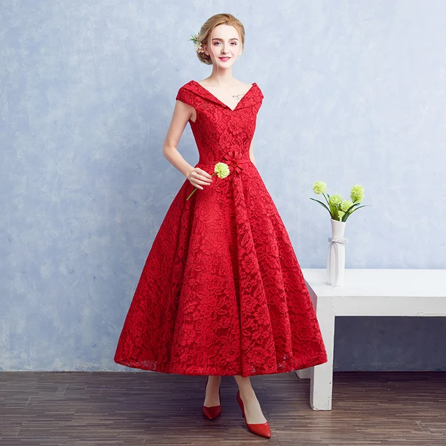Red Ankle Length Dress Shop, 52% OFF | www.ingeniovirtual.com