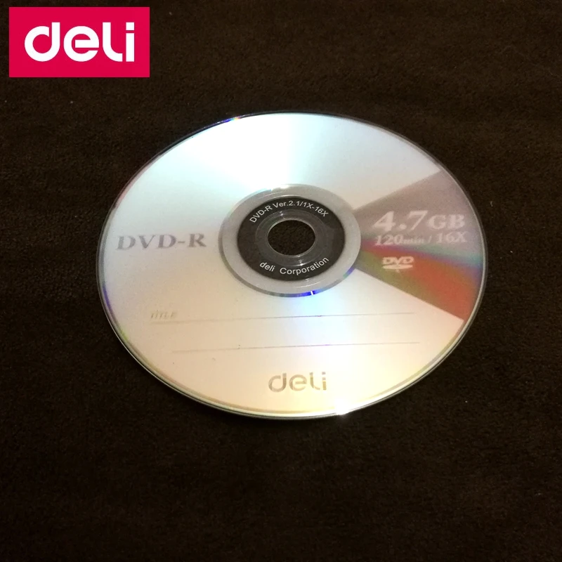 4 шт./лот Deli 3724 DVD R пустой диск записываемый один чип Цифровой Универсальный 7 ГБ/120