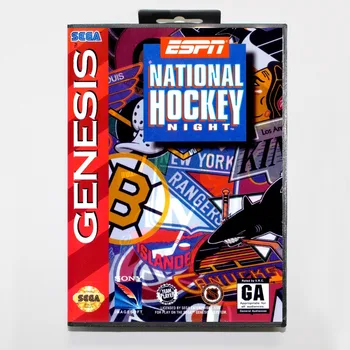 

16 bit Sega MD game Cartridge with Retail box - ESPN National Hockey Night game card for Megadrive Genesis system