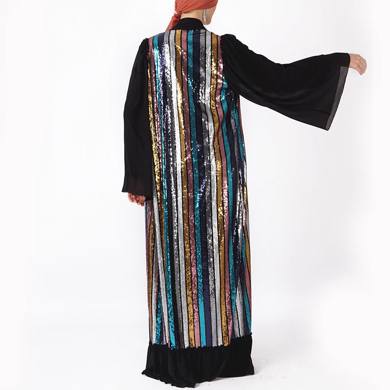Кимоно Eid Open Abaya с блестками кардиган хиджаб мусульманское модное платье кафтан