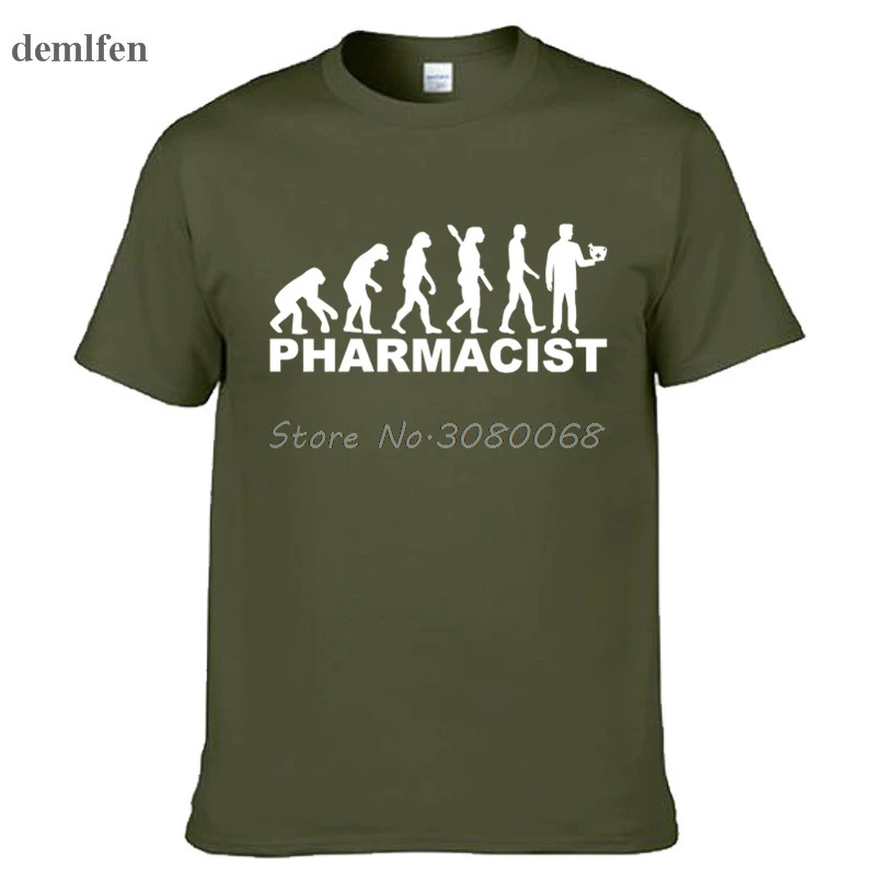 Принт повседневное модные для мужчин футболка Новинка Эволюция аптекарь дизайн футболка подарок для папы мужские футболки Прохладный футболк - Цвет: Army green