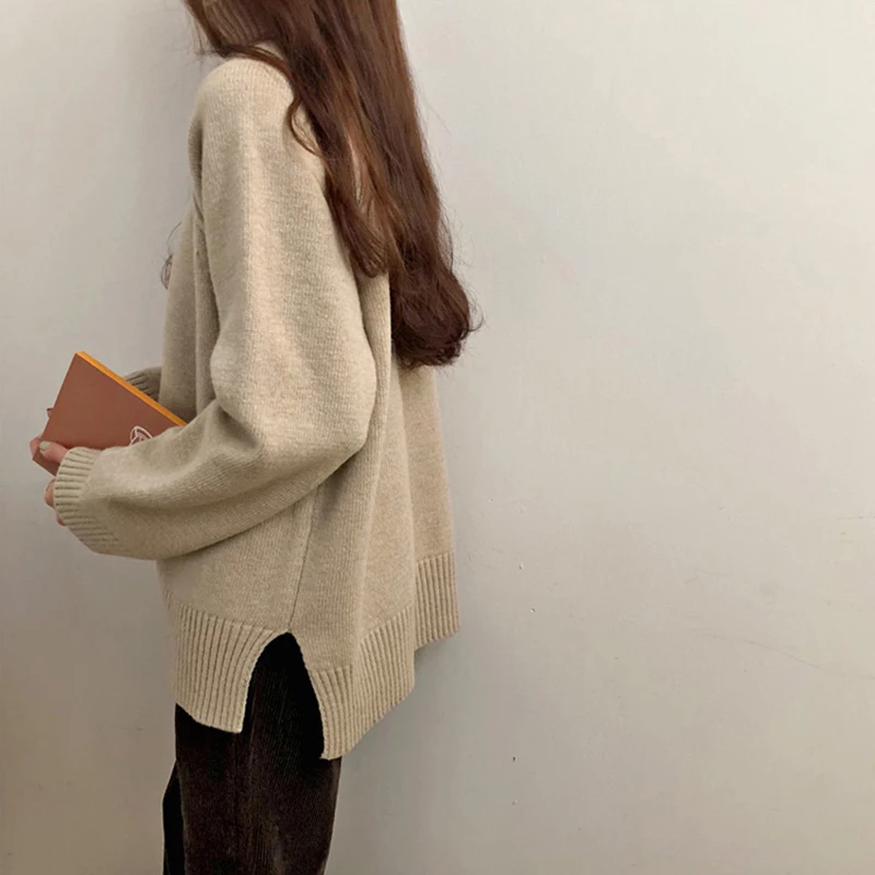 OLN Women's Turtleneck Sweater Solid Color Raglan Sleeve Pullover Soft Sweaters Comfortable Bottoming Sweater Truien Dames 9202