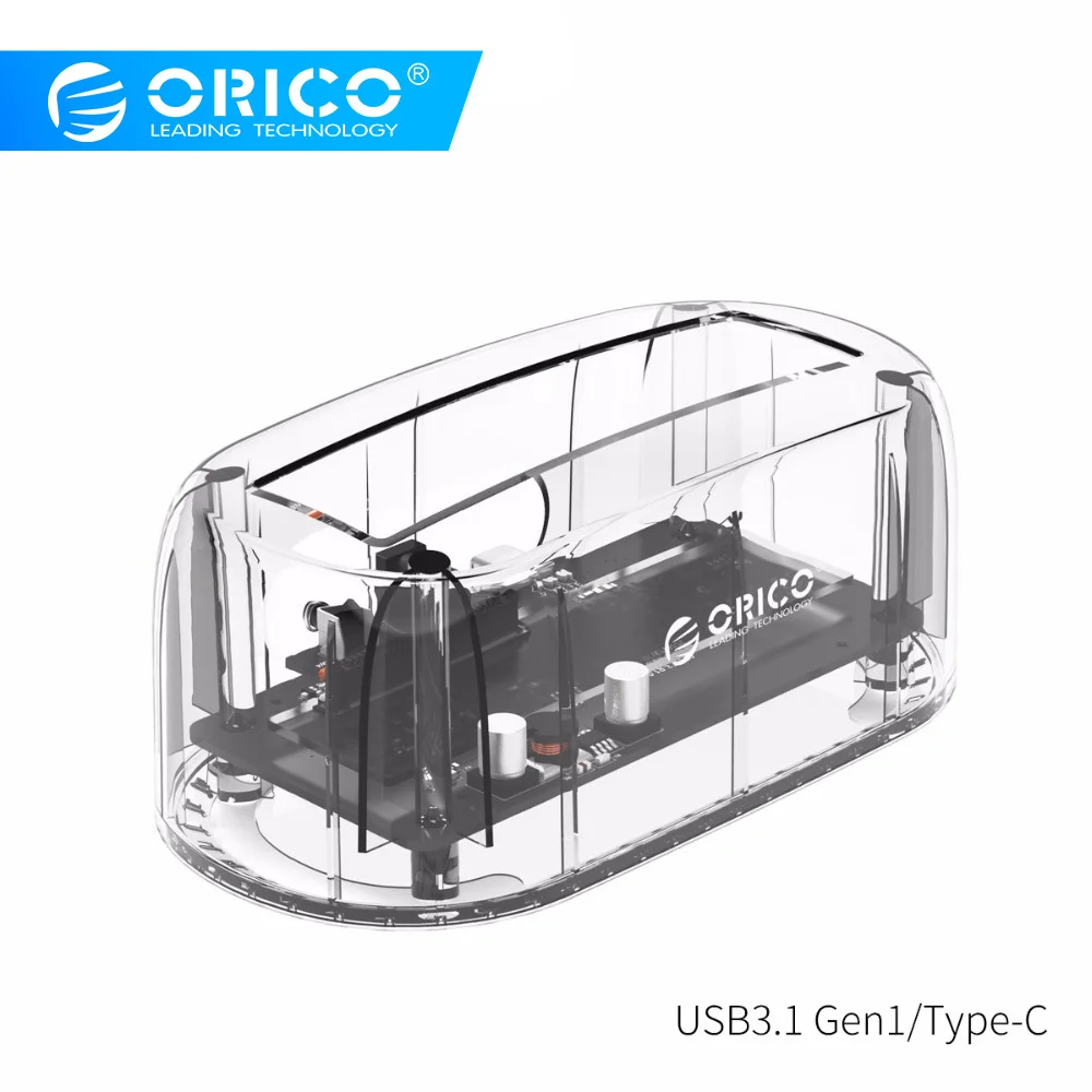 ORICO 6139C3 2 5/3 5 дюйма Type C прозрачный корпус жесткого диска USB3.1 Gen1 док станция 8 ТБ