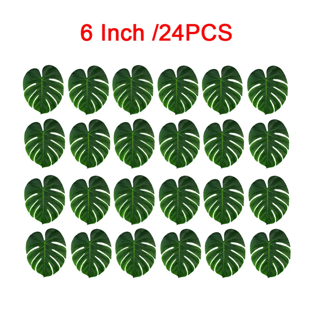 

24Pcs Artificial Tropical Palm Leaves Hibiscus Flower Hawaiian Jungle Beach Theme Family Garden Wedding Party Table Decor